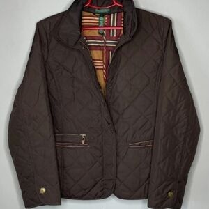 Ralph Lauren Diamond Quilted Barn Jacket Womens Size Xs Chocolet  Equestrian